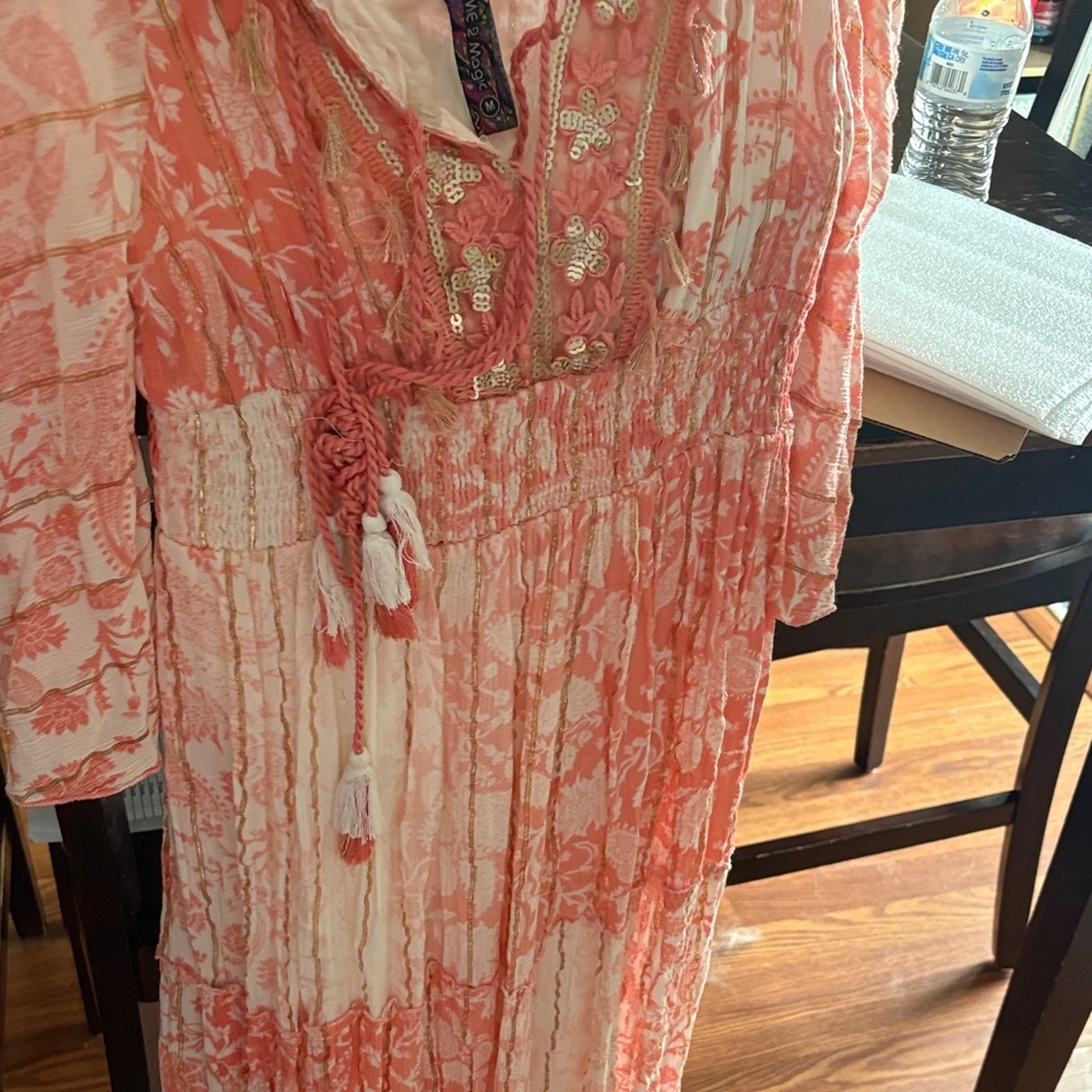 Coral and Cream Bohemian Maxi Dress